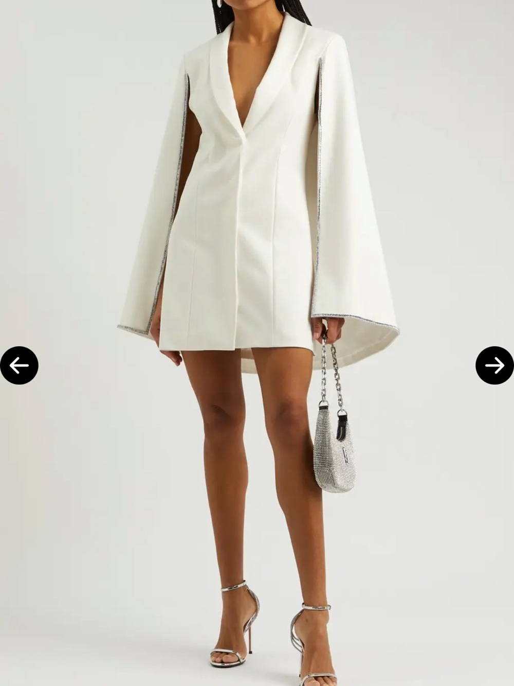 Alice & Olivia White Cape-Sleeve Mini Dress - Elegant V-Neck